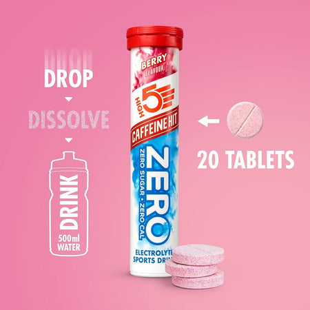 HIGH 5 ZERO SALTS Berry Caffeine Hit Electrolyte Drink 8 Pack Box