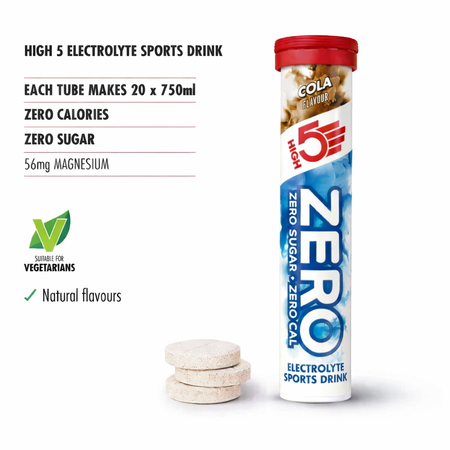 HIGH 5 ZERO SALTS TUBE COLA Electrolyte Drink - 8 Pack Box