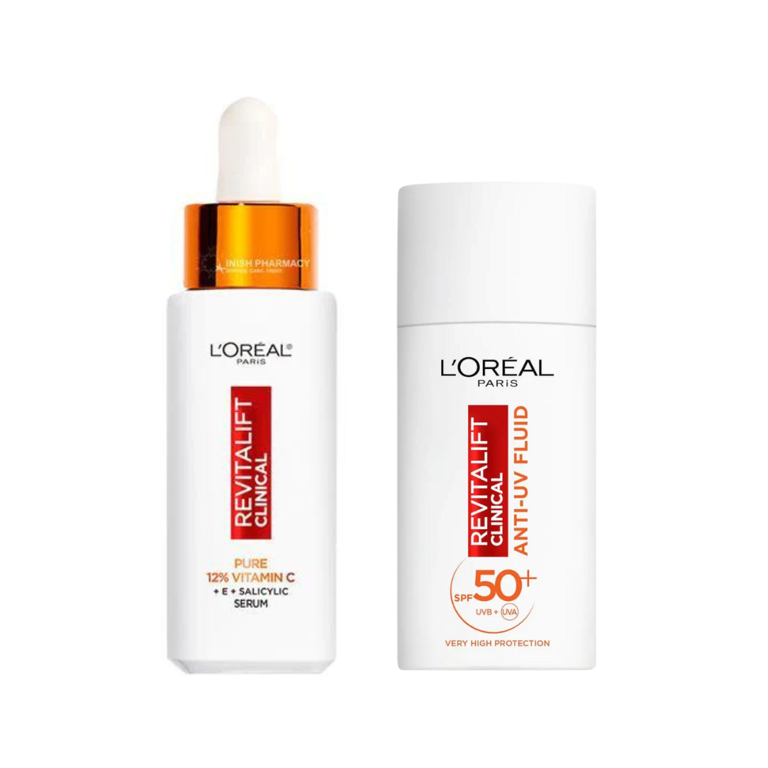 L'Oreal Paris Revitalift Clinical Vitamin C Serum & SPF 50 Duo Bundle