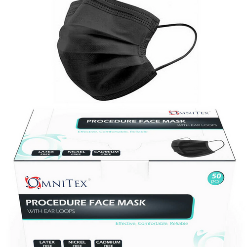 Disposable Protective Face Masks 50 Piece - Black