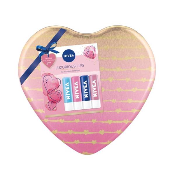 Luxurious Lips 4 Piece Heart Tin Set