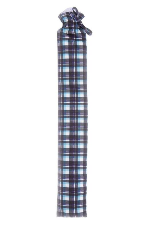 Long Hot Water Bottle - Blue Tartan