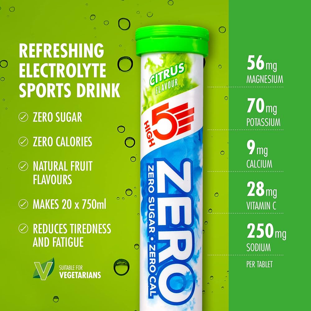 HIGH 5 ZERO SALTS TUBE CITRUS Electrolyte Drink - 8 Pack Box