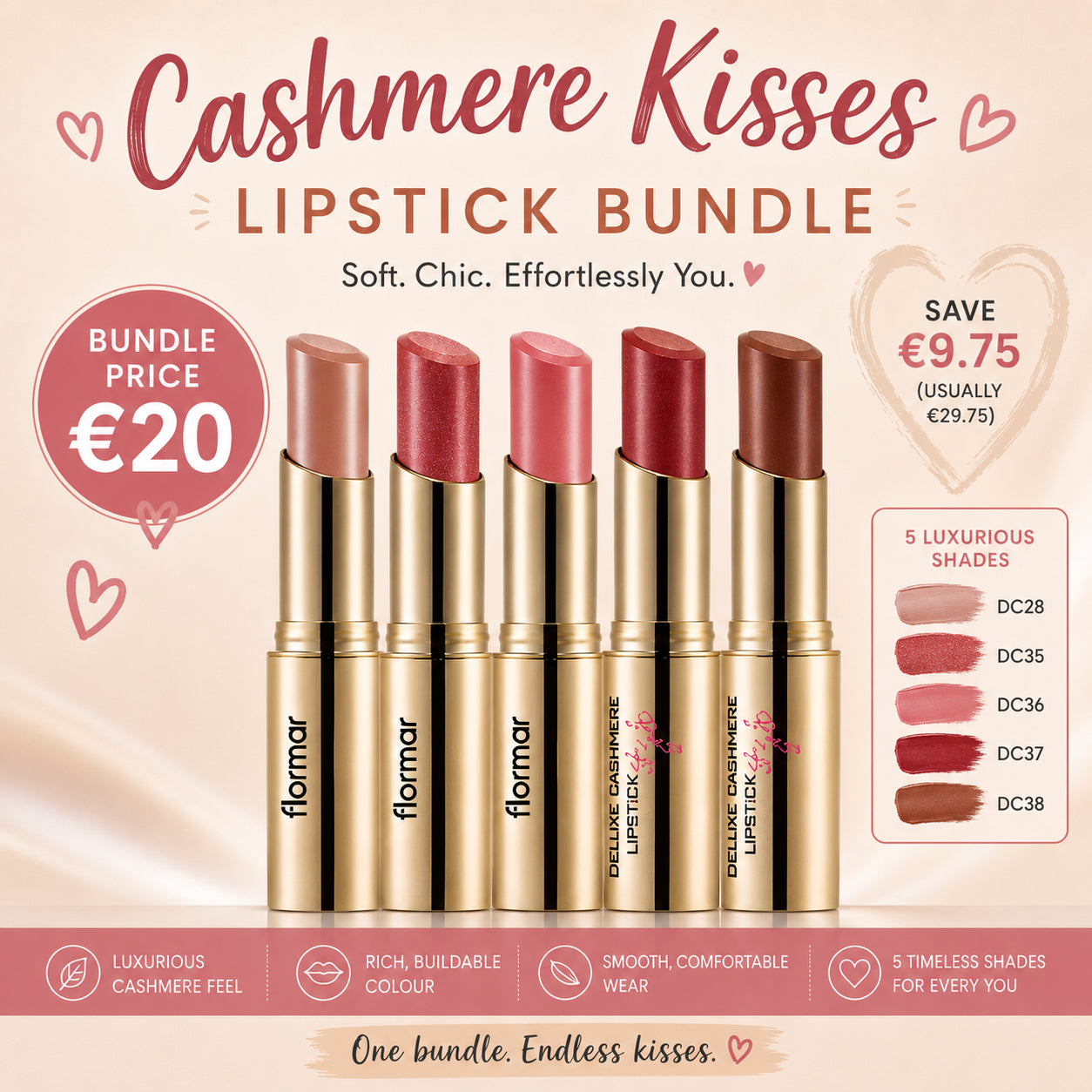 Cashmere Kisses | Deluxe Cashmere 5 Lipstick Bundle Offer