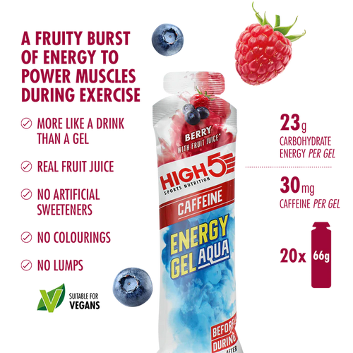 High 5 Aqua Energy Caffeine Gel 20 Pack Box - Berry