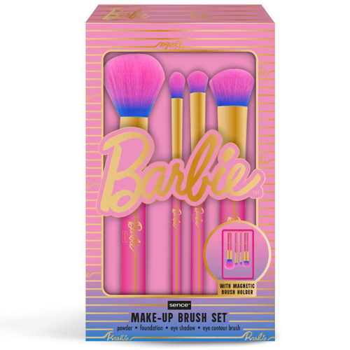 Barbie 4 Piece Makeup Brush Set With Magnetic Holder