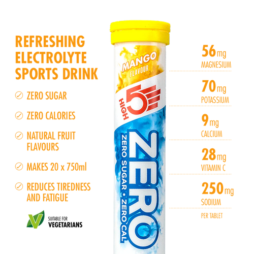 HIGH 5 ZERO SALTS TUBE MANGO Electrolyte Drink - 8 Pack Box