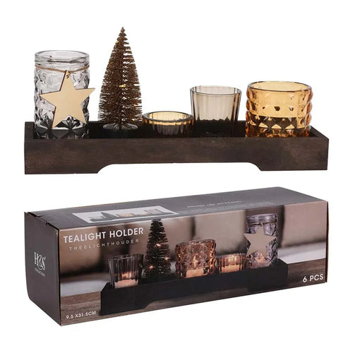 Christmas Tea Light Holder Set 6 Piece