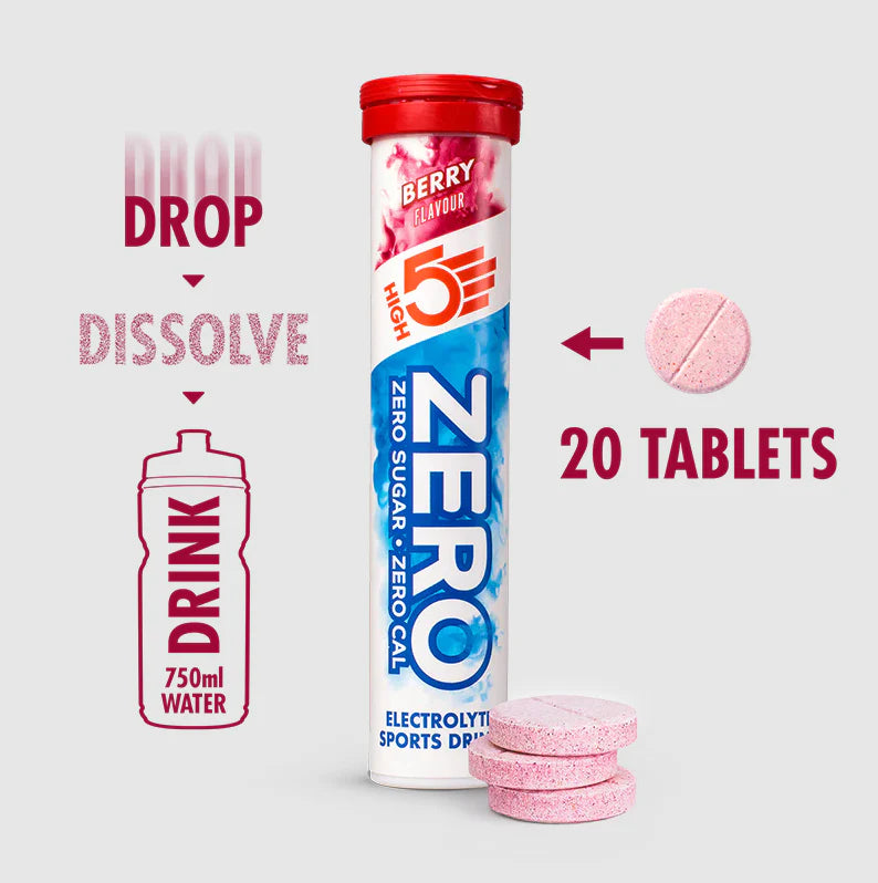 HIGH 5 ZERO SALTS TUBE BERRY Electrolyte Drink - 8 Pack Box